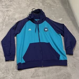 Charlotte Hornets Jacket Mens XL Blue Teal NBA Basketball Full Zip Hoodie Adidas